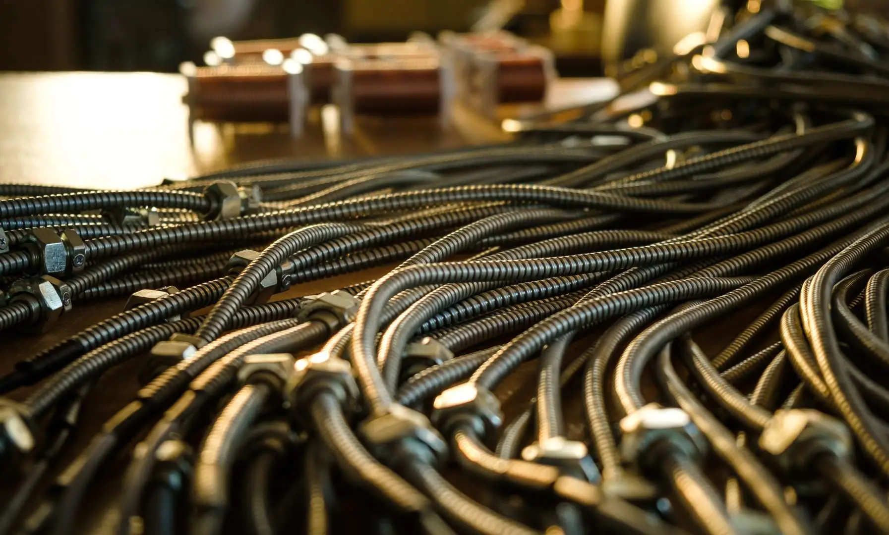 Bundled metal flexible shield tubing ready for grading at RHK Metals Ltd Royston