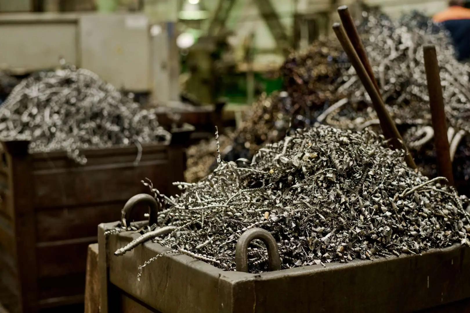 Containers of metal shavings collected by RHK Metals Ltd from a Hertfordshire site